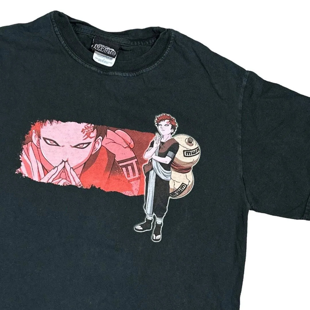 Anime 00s Y2K NARUTO Gaara Thrashed Vintage T-Shirt Tee Black Official