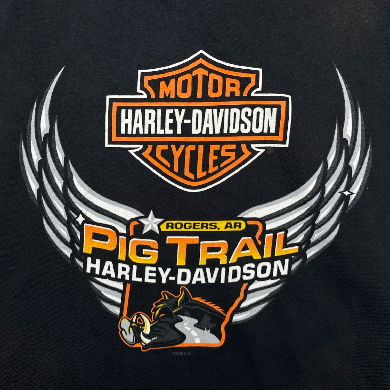 HARLEY-DAVIDSON MOTOR CYCLES Tee eagle PIG TRAIL Hanes BEFFY-T Made in USA