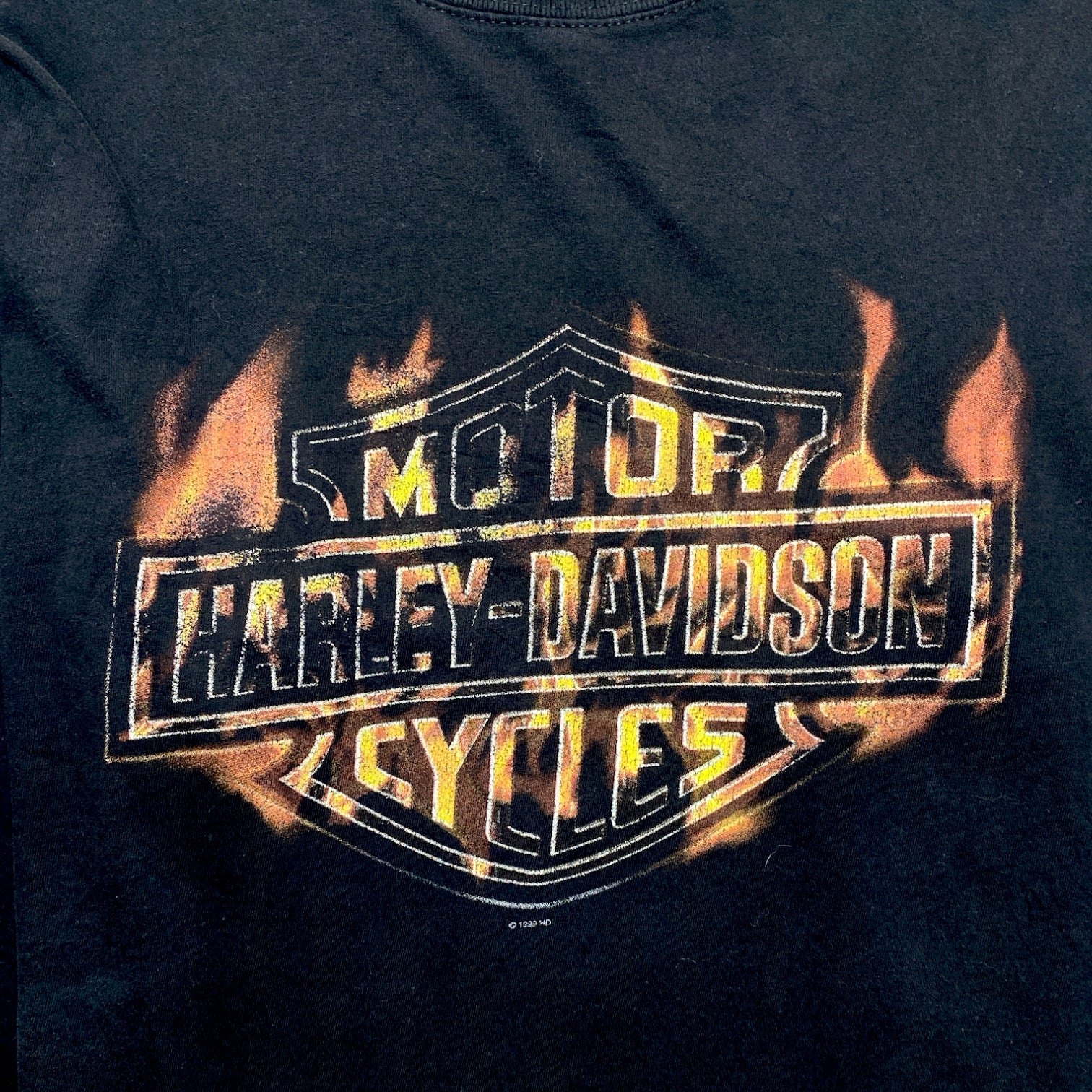MOTOR HARLEY-DAVIDSON CYCLES FLAME FIRE LOGO L/S Tee Made in USA