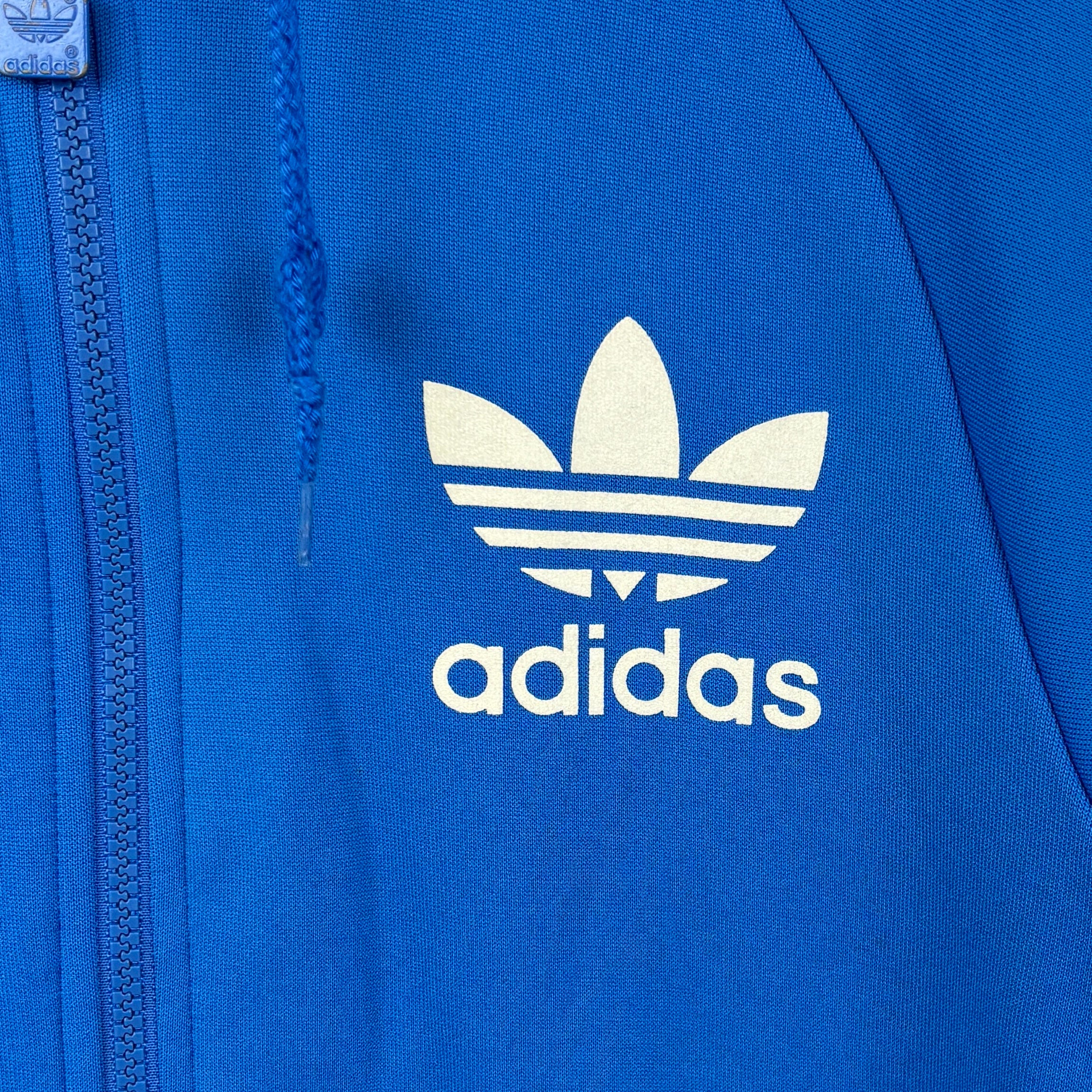 90s adidas Originals Trefoil Hoodie Jacket Blue Offset Logo