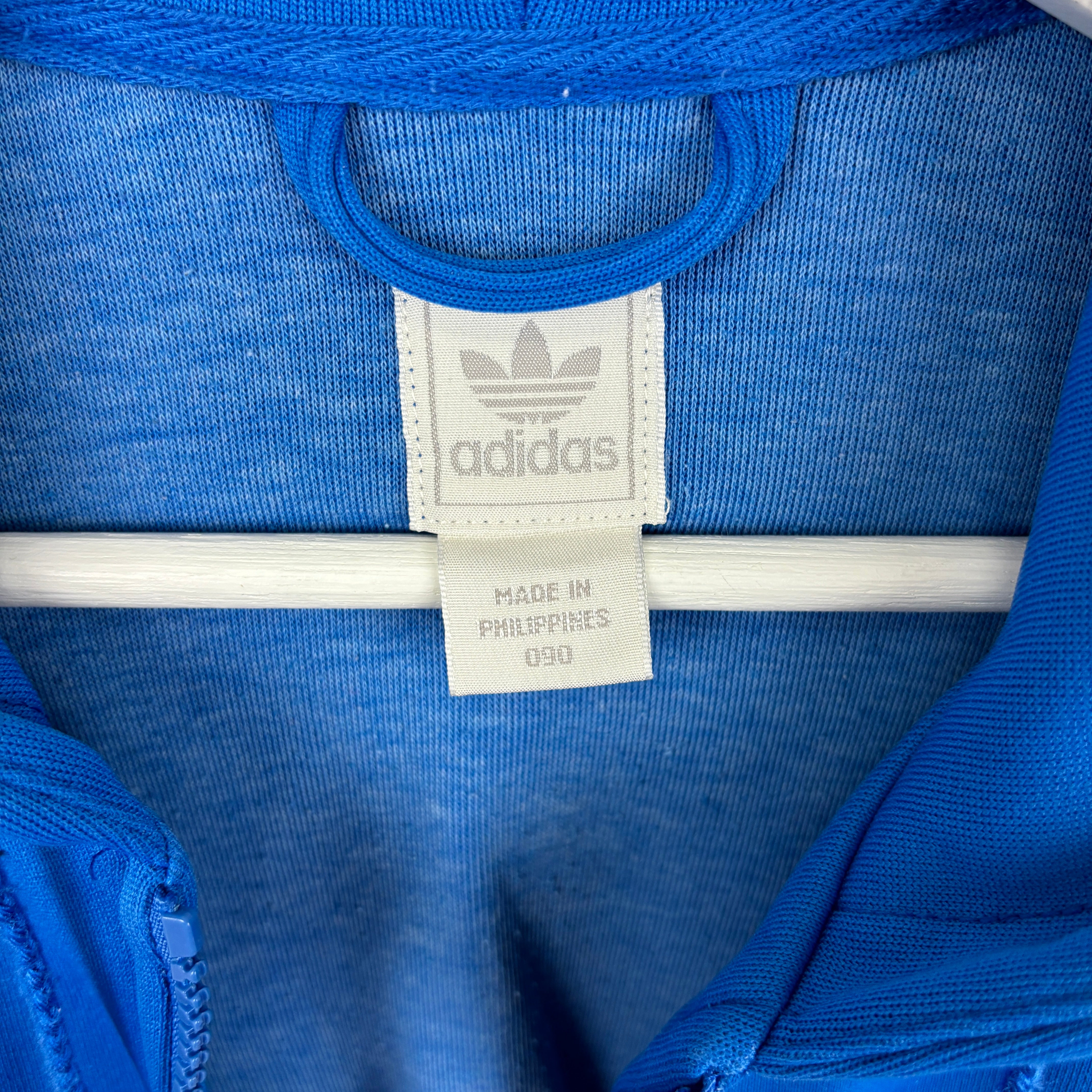 90s adidas Originals Trefoil Hoodie Jacket Blue Offset Logo