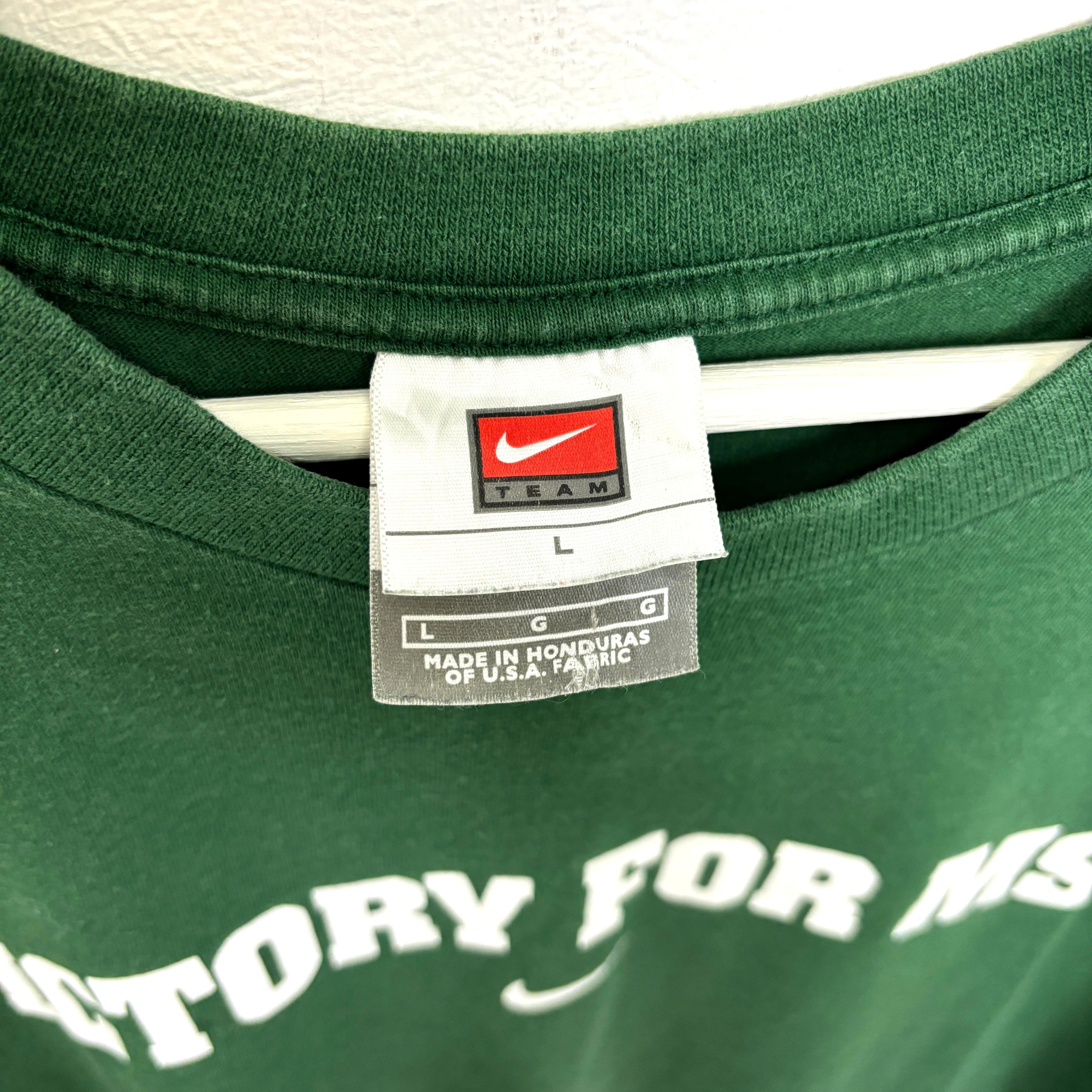 90s NIKE Green T-Shirt with MSU Victory Logo Tee