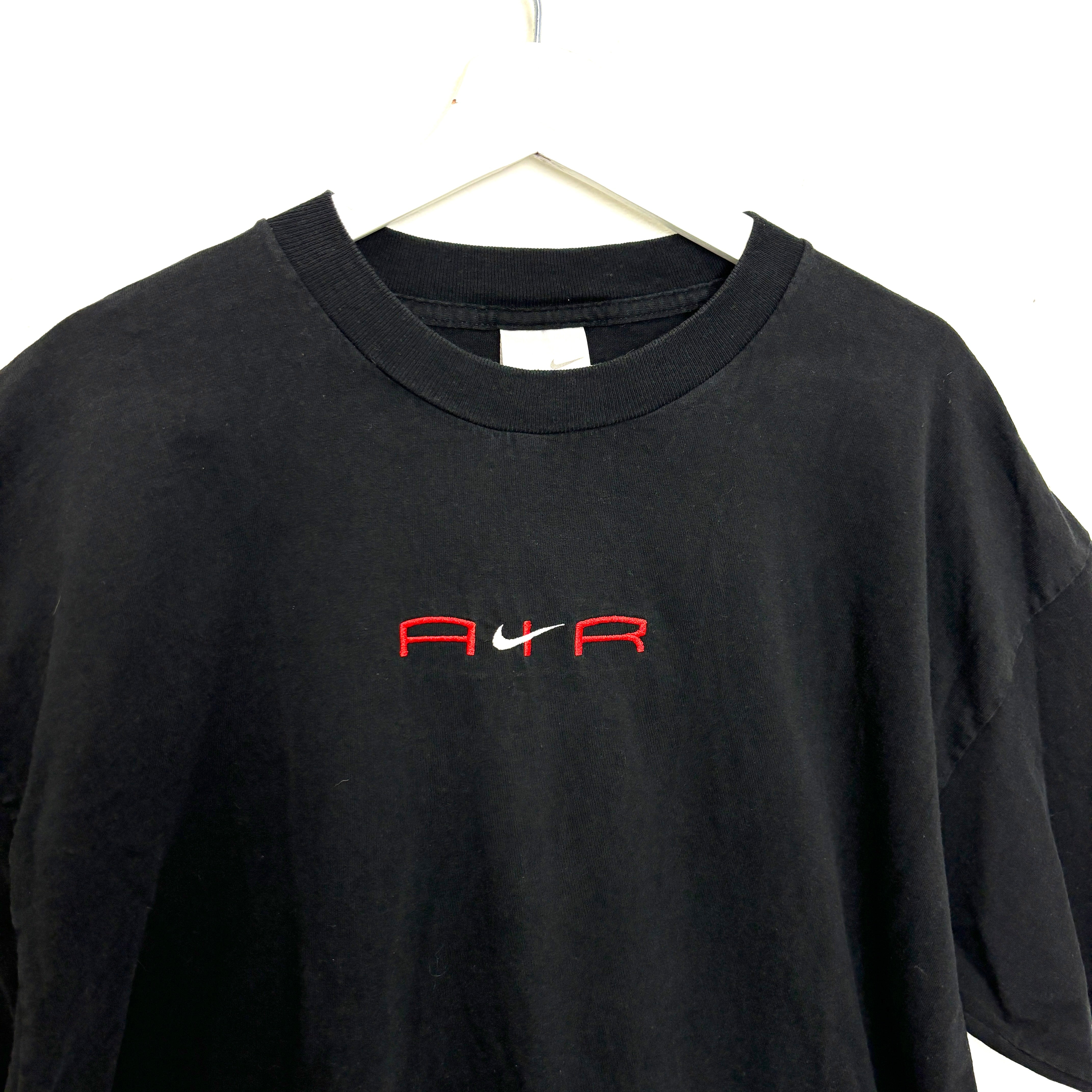 00s NIKE Air logo Embroidered T-Shirt Black Tee