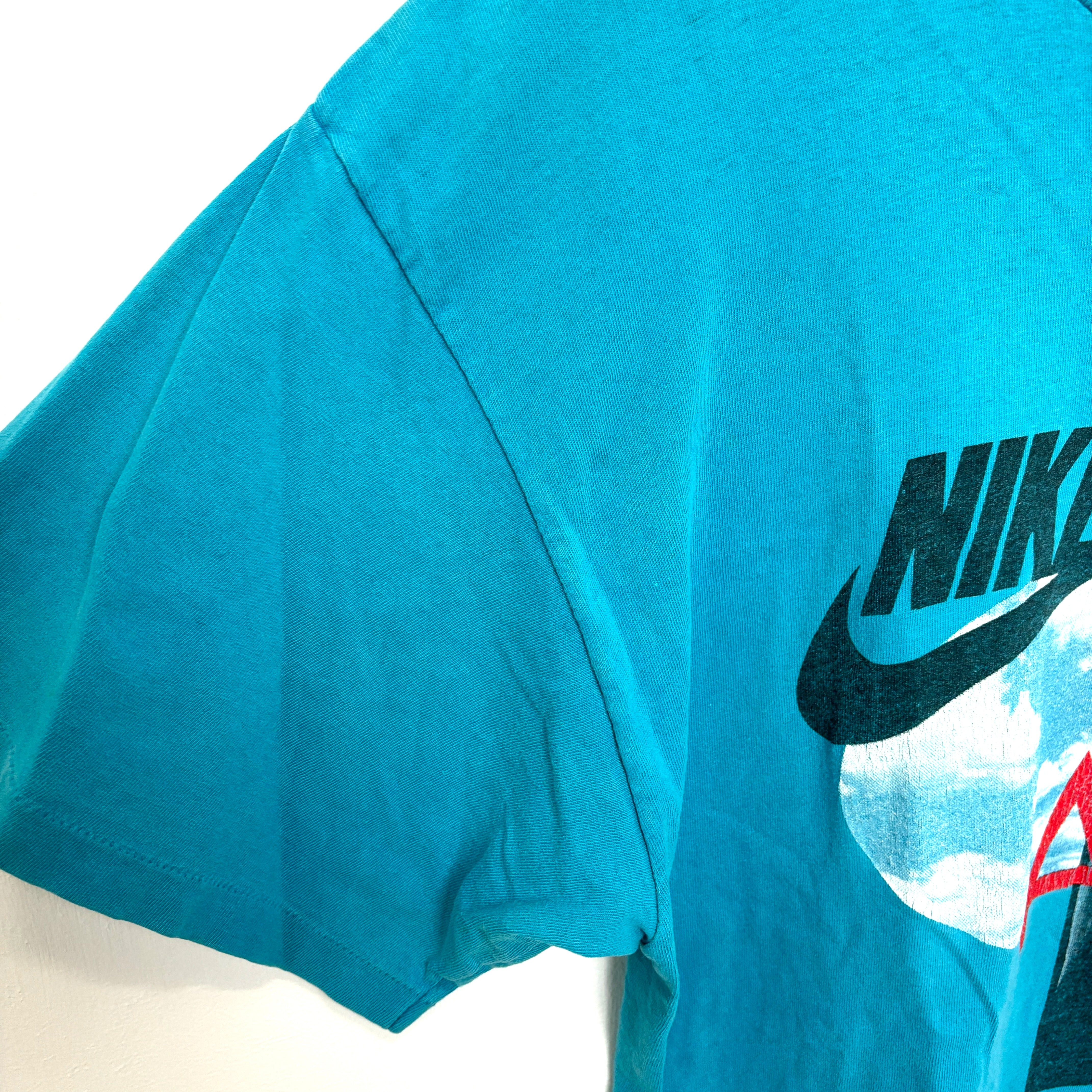 90s NIKE Blue Air Logo T-Shirt Tee Made in USA