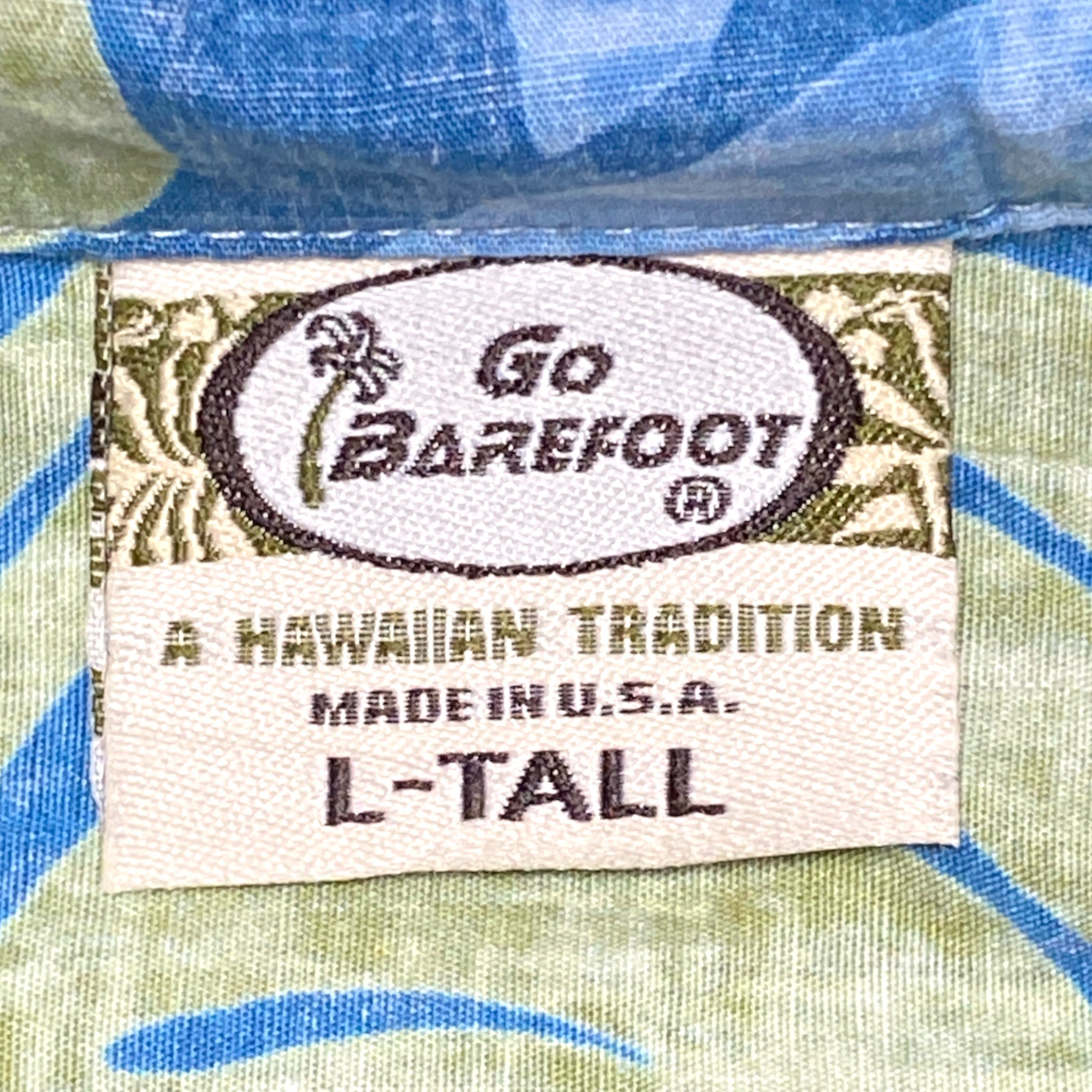 GO BAREFOOT Hawaian Aloha Shirt Made in HAWAI.USA