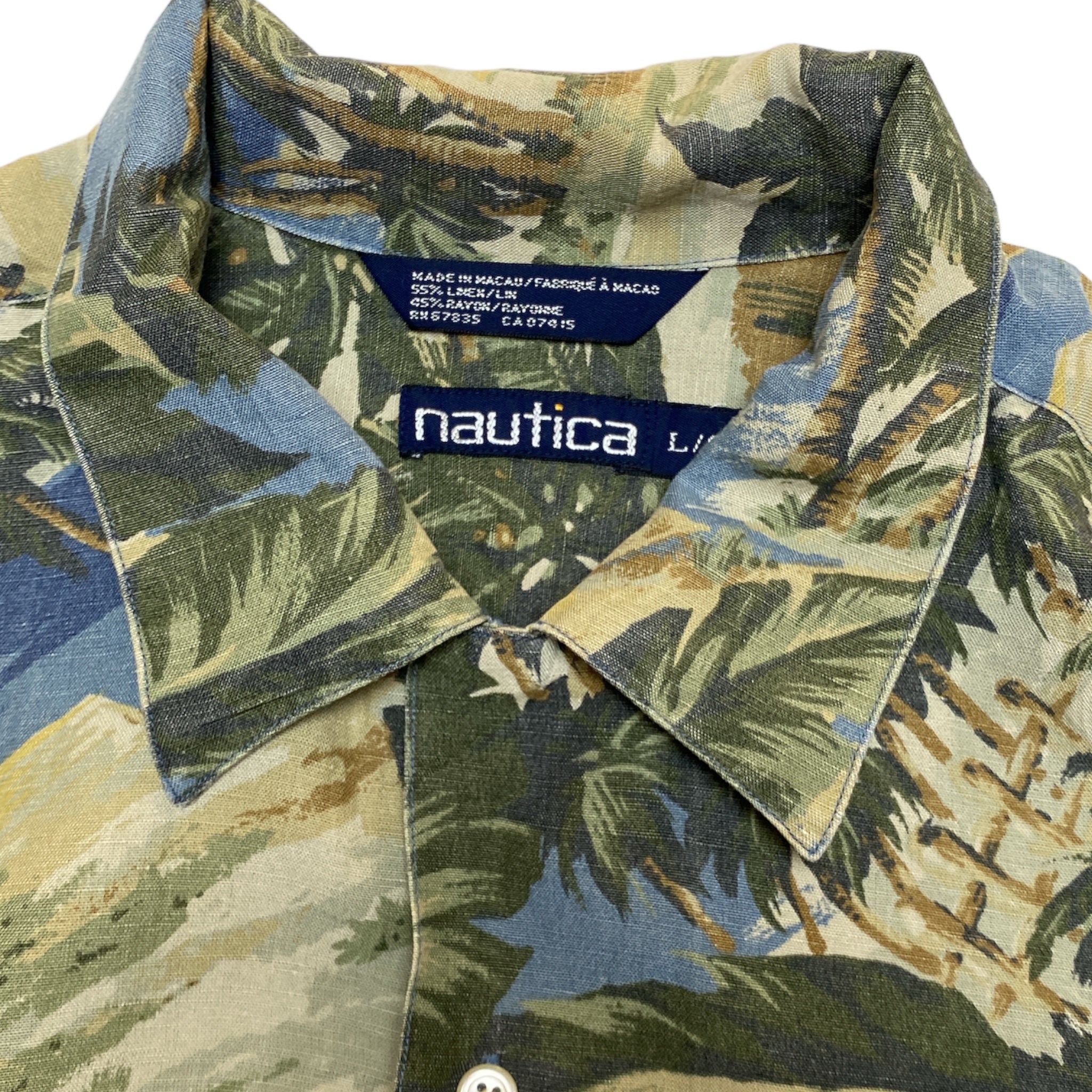 nautica Hawaiian Aloha Shirt LINE RAYON