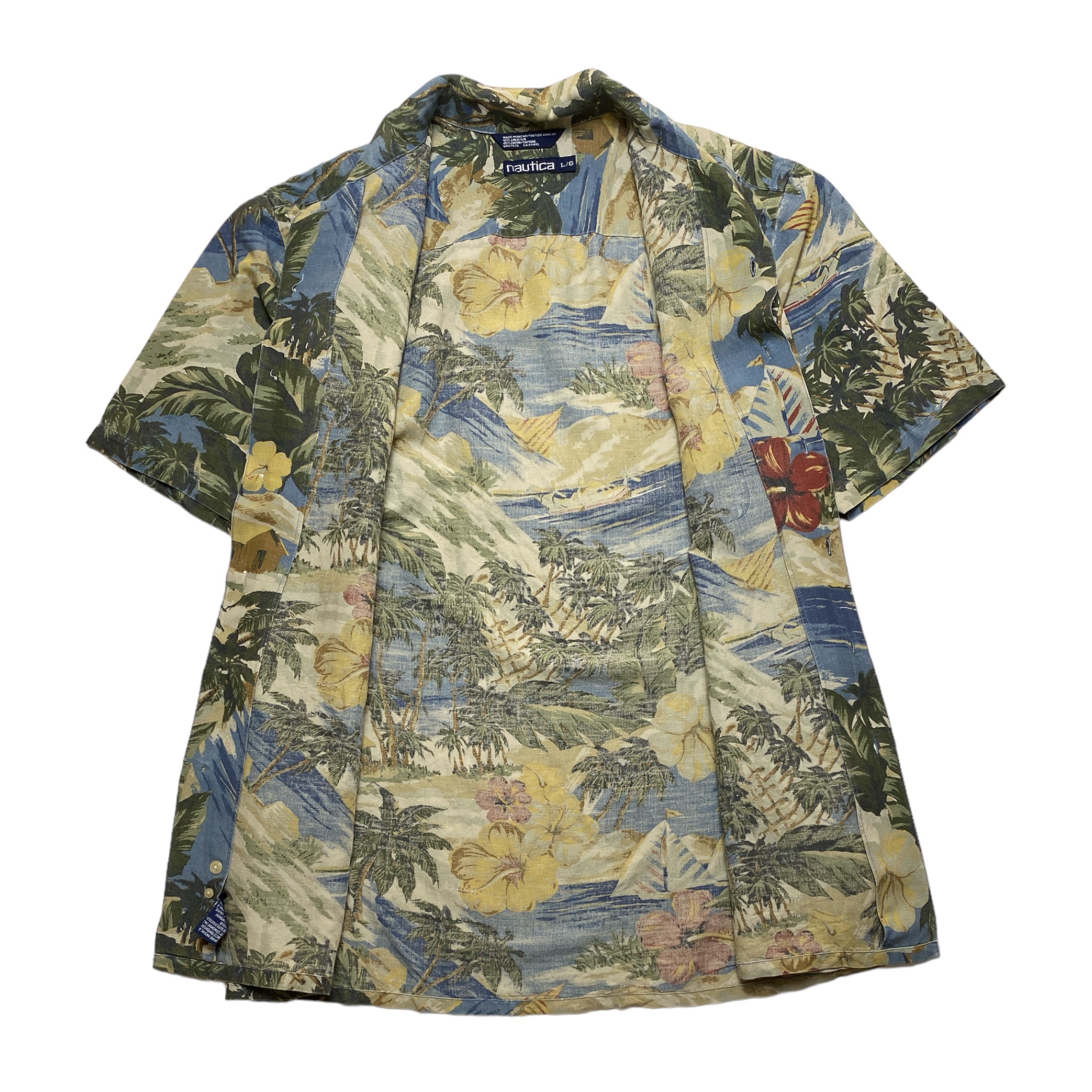 nautica Hawaiian Aloha Shirt LINE RAYON